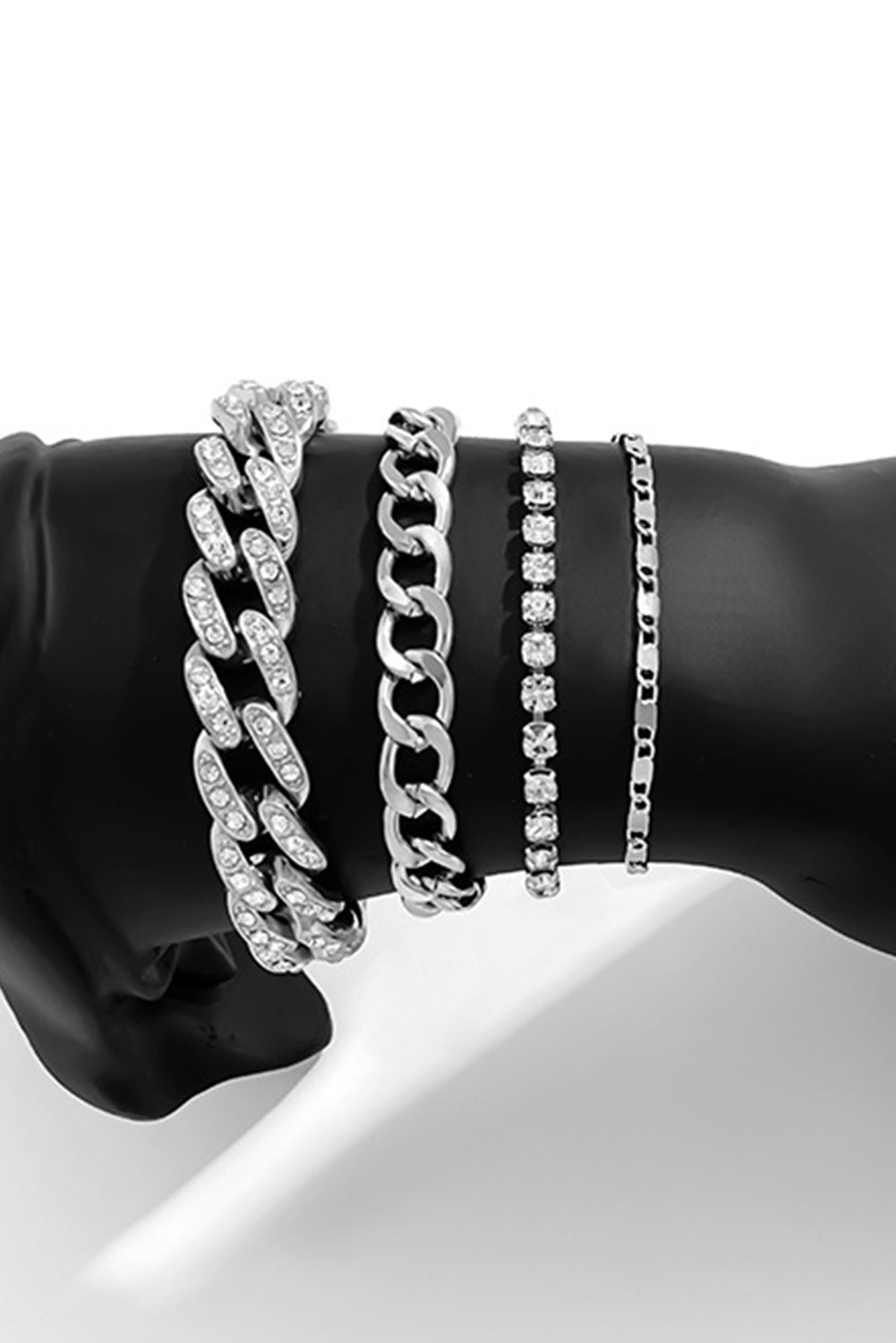 Gold 4pcs Rhinestone Decor Adjustable Chain Bracelet Set
