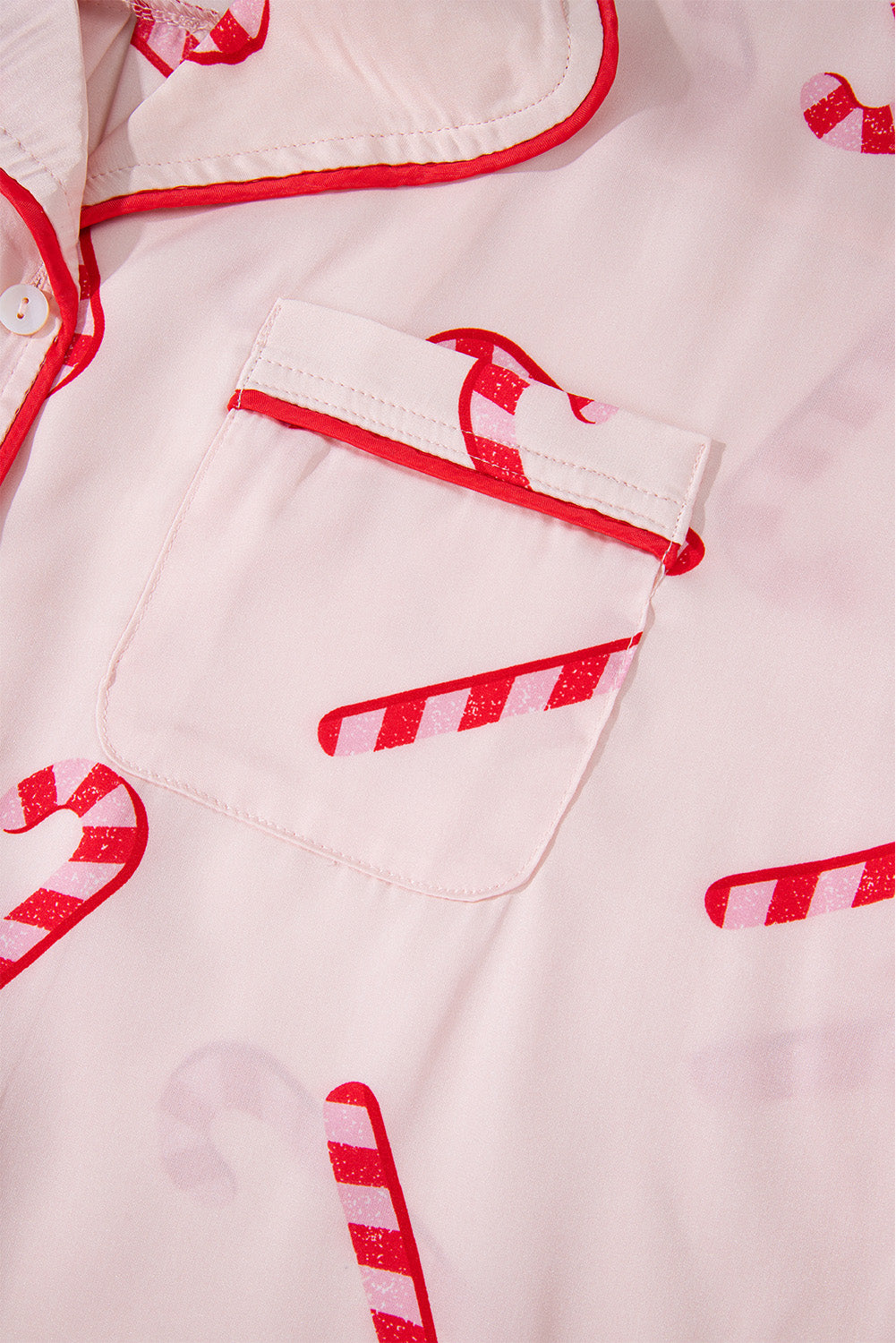 Pink Candy Cane Print Christmas Pajama Set