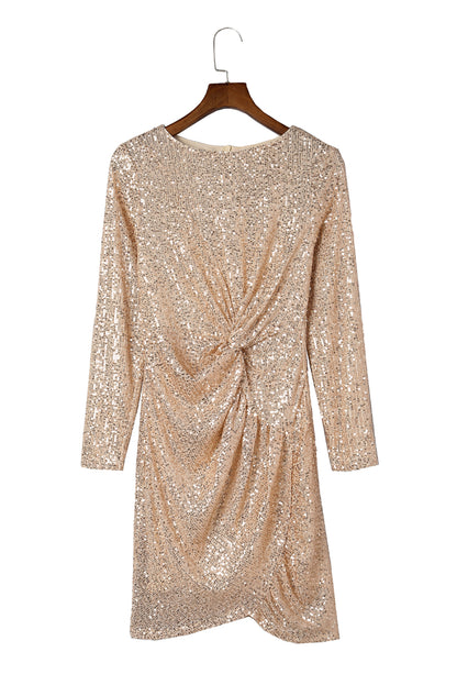 Apricot Party Twist Knot Bodycon Sequin Dress